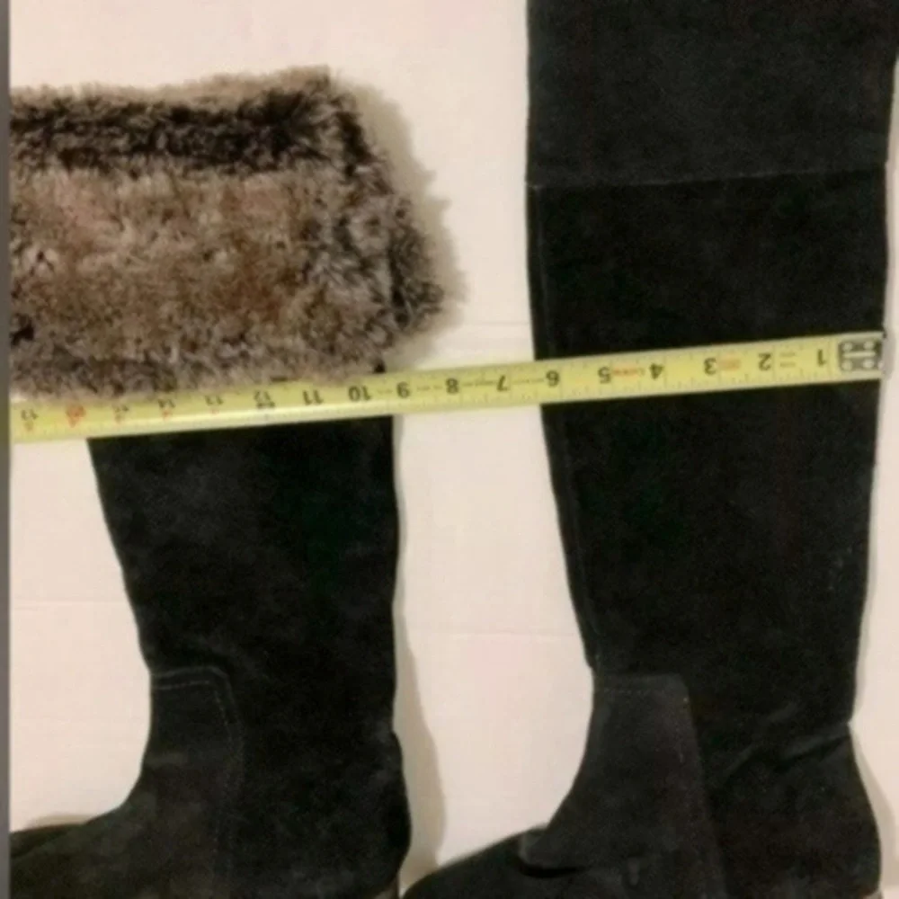Sam Edelman Versatile Black Suede & Faux Fur Boots Size 9M